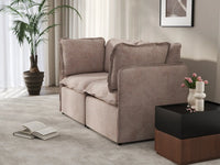 Deluxe Cloud 2-Seater Khaki Loveseat | 2-Piece, Linen Look Poly Fabric, Washable Cushion Covers