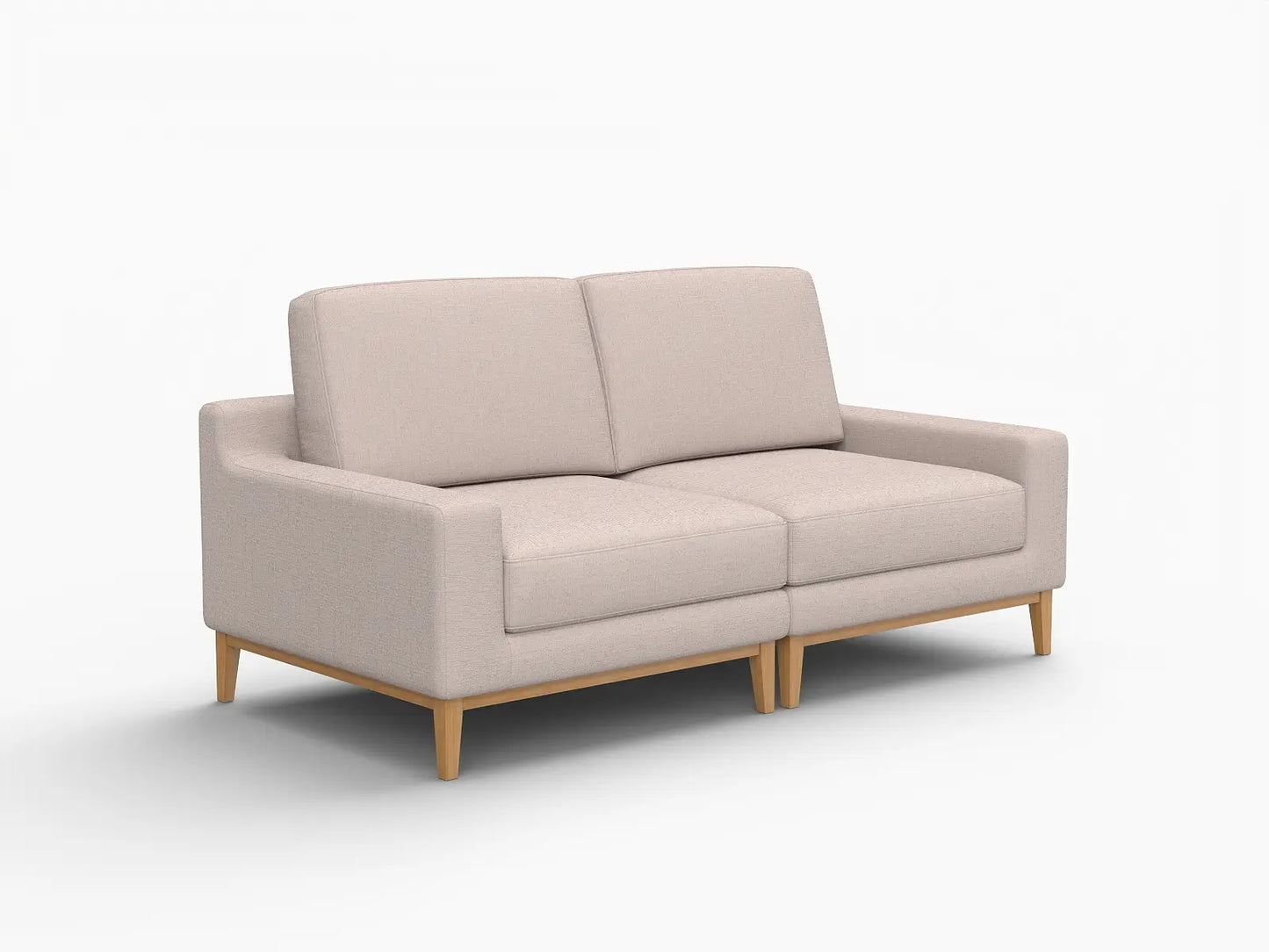 Deluxe Cloud 2-Seater Khaki Loveseat | 2-Piece, Linen Look Poly Fabric, Washable Cushion Covers