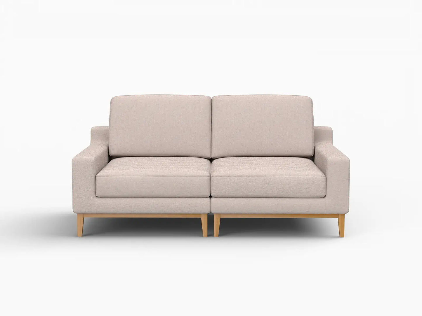 Deluxe Cloud 2-Seater Khaki Loveseat | 2-Piece, Linen Look Poly Fabric, Washable Cushion Covers