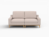 Deluxe Cloud 2-Seater Khaki Loveseat | 2-Piece, Linen Look Poly Fabric, Washable Cushion Covers