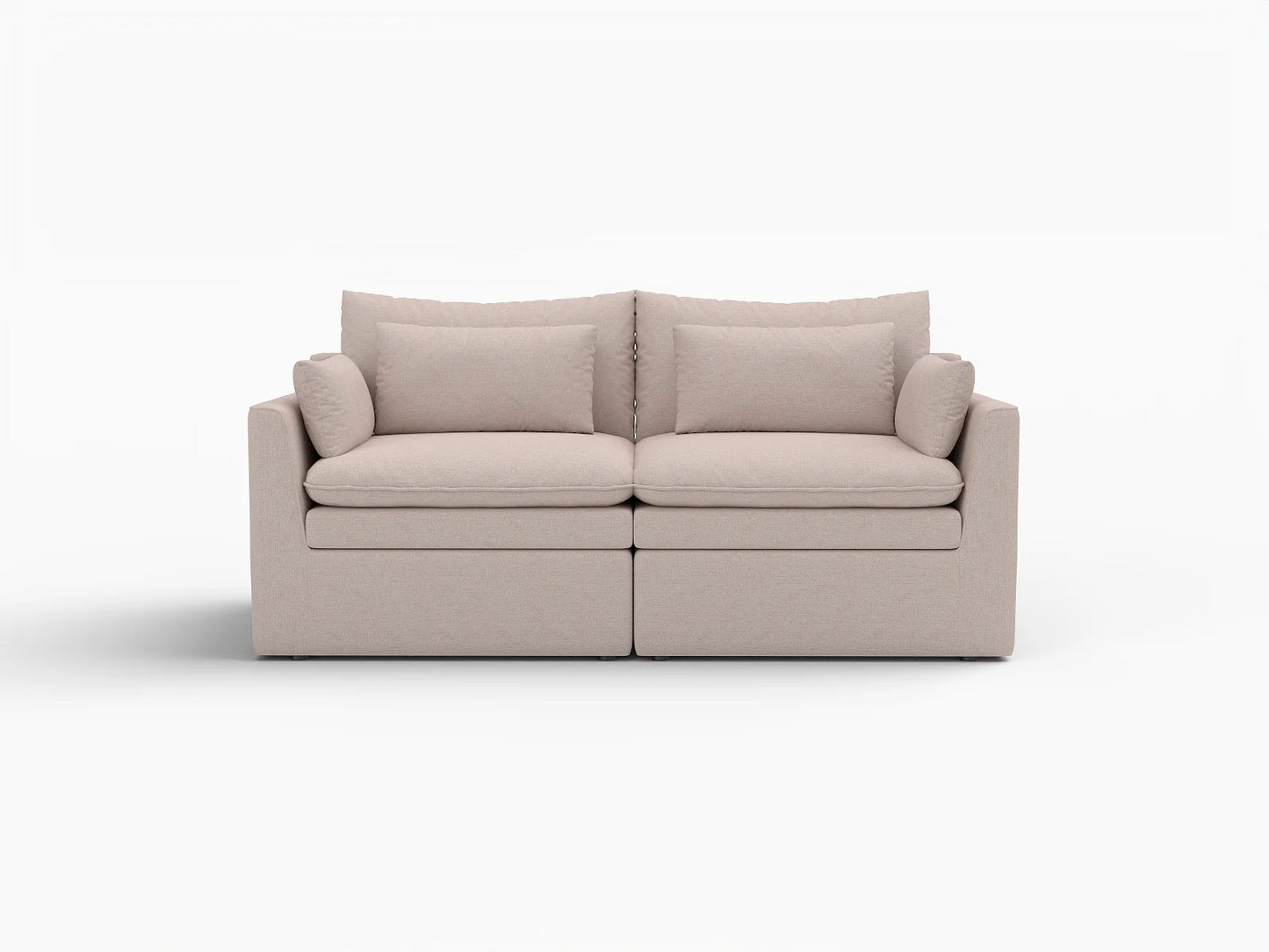 Deluxe Cloud 2-Seater Khaki Loveseat | 2-Piece, Linen Look Poly Fabric, Washable Cushion Covers