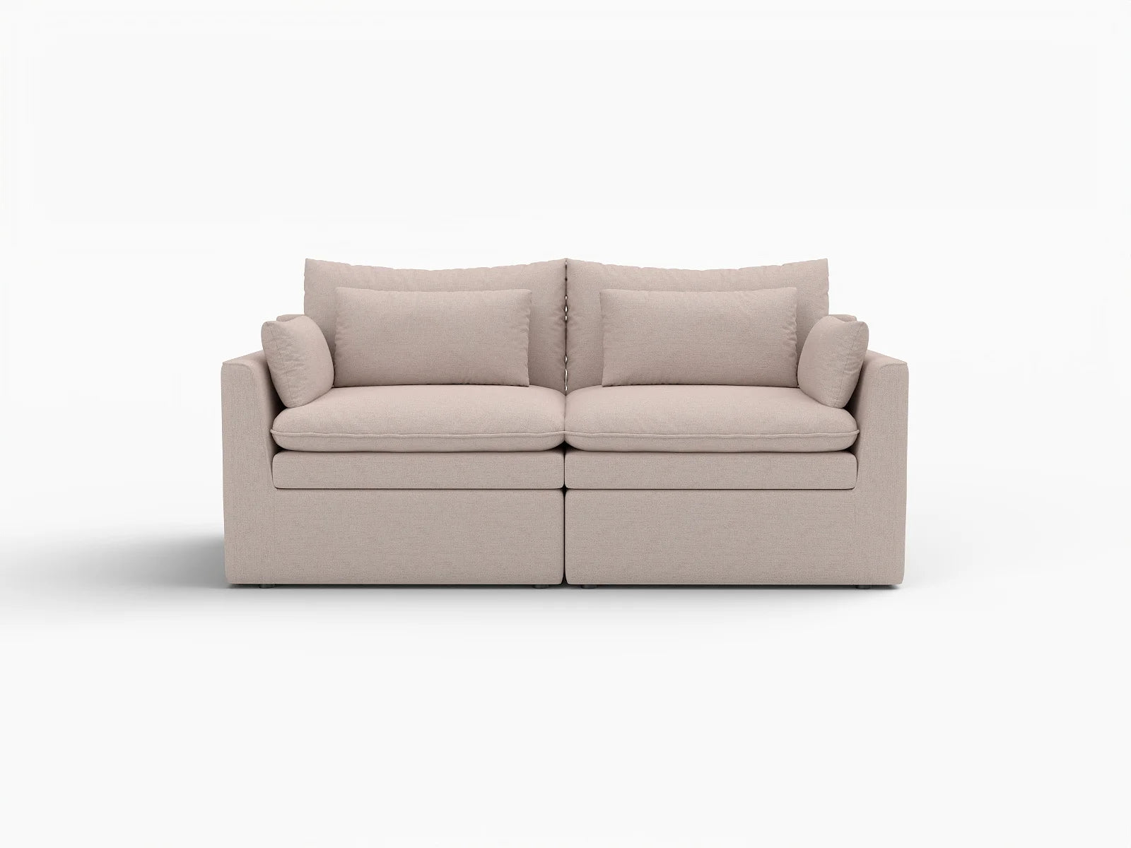 Deluxe Cloud 2-Seater Khaki Loveseat | 2-Piece, Linen Look Poly Fabric, Washable Cushion Covers