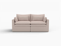 Deluxe Cloud 2-Seater Khaki Loveseat | 2-Piece, Linen Look Poly Fabric, Washable Cushion Covers