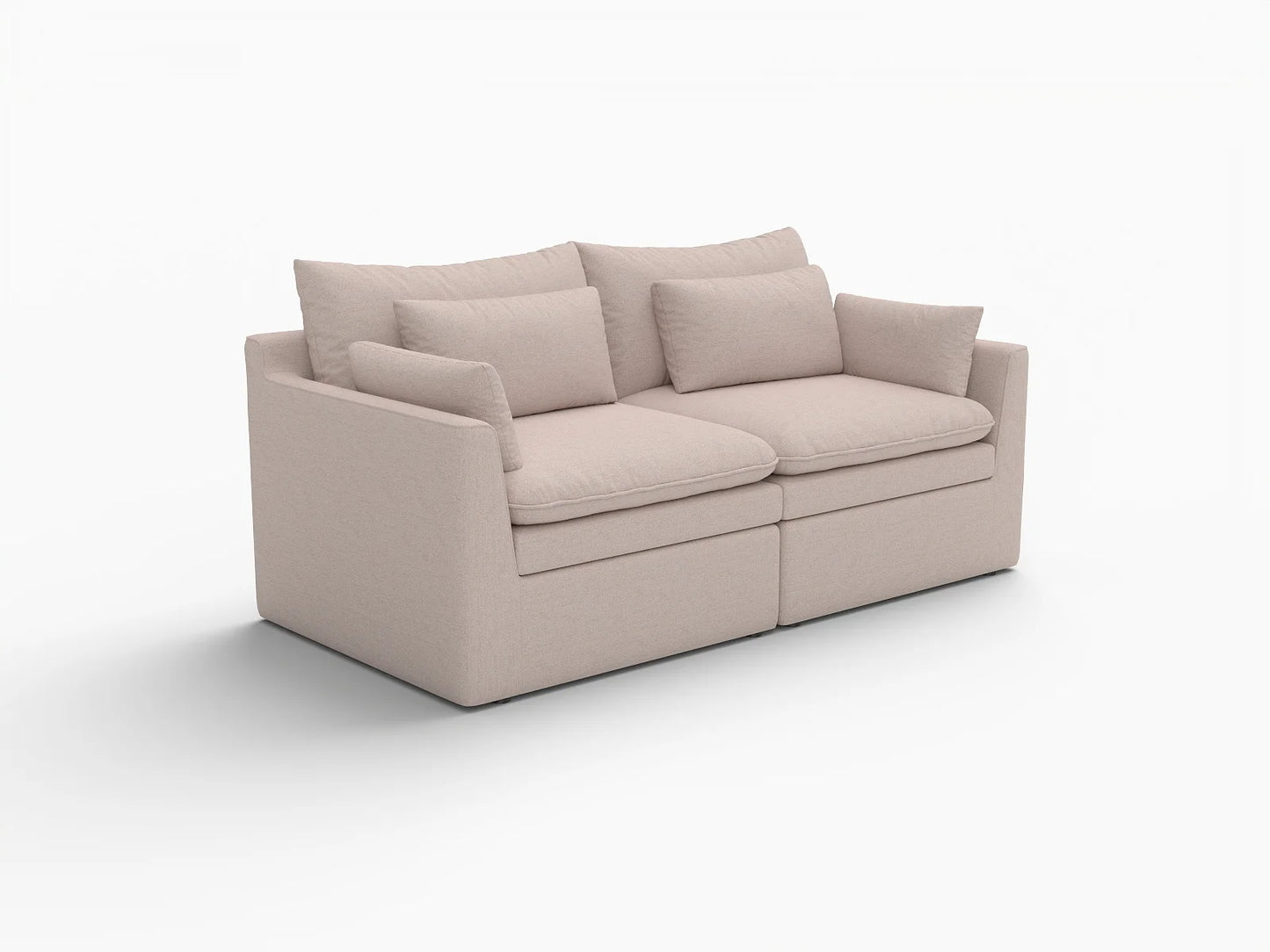 Deluxe Cloud 2-Seater Khaki Loveseat | 2-Piece, Linen Look Poly Fabric, Washable Cushion Covers