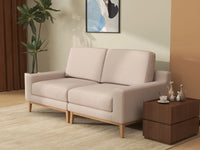 Deluxe Cloud 2-Seater Khaki Loveseat | 2-Piece, Linen Look Poly Fabric, Washable Cushion Covers