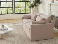 Deluxe Cloud 2-Seater Khaki Loveseat | 2-Piece, Linen Look Poly Fabric, Washable Cushion Covers
