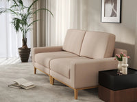 Deluxe Cloud 2-Seater Khaki Loveseat | 2-Piece, Linen Look Poly Fabric, Washable Cushion Covers