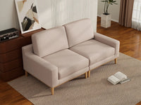 Deluxe Cloud 2-Seater Khaki Loveseat | 2-Piece, Linen Look Poly Fabric, Washable Cushion Covers