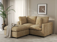 Seccional Chaise Nube Deluxe de 2 plazas color Caqui para espacios pequeños | 3 piezas (incluye 1 otomana), tela de chenilla mezcla de lino, fácil de limpiar