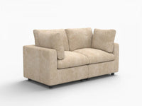 Deluxe Cloud 2-Seater Khaki Small Space Loveseat | 2-Piece, Linen-Blend Chenille Fabric, Easy To Clean