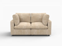 Deluxe Cloud 2-Seater Khaki Small Space Loveseat | 2-Piece, Linen-Blend Chenille Fabric, Easy To Clean