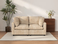 Deluxe Cloud 2-Seater Khaki Small Space Loveseat | 2-Piece, Linen-Blend Chenille Fabric, Easy To Clean