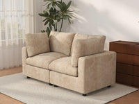 Deluxe Cloud 2-Seater Khaki Small Space Loveseat | 2-Piece, Linen-Blend Chenille Fabric, Easy To Clean