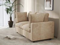 Deluxe Cloud 2-Seater Khaki Small Space Loveseat | 2-Piece, Linen-Blend Chenille Fabric, Easy To Clean