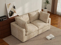 Deluxe Cloud 2-Seater Khaki Small Space Loveseat | 2-Piece, Linen-Blend Chenille Fabric, Easy To Clean