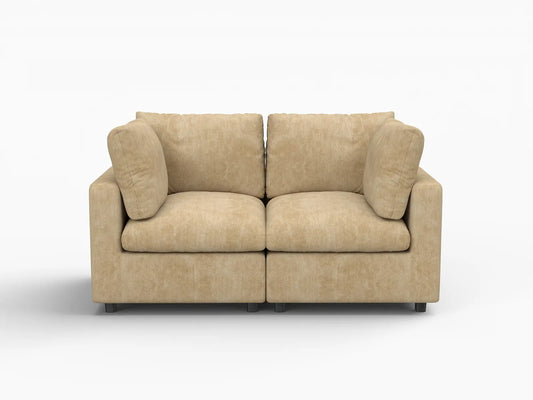 Lounge Cloud Sectional Sofa Covers | Khaki Linen-Blend Chenille Sofa Cover for 2-Seater