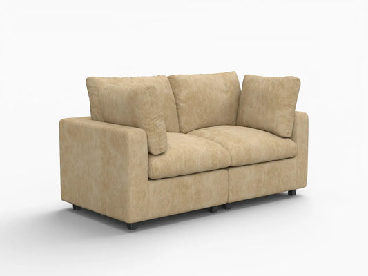 Lounge Cloud Sectional Sofa Covers | Khaki Linen-Blend Chenille Sofa Cover for 2-Seater