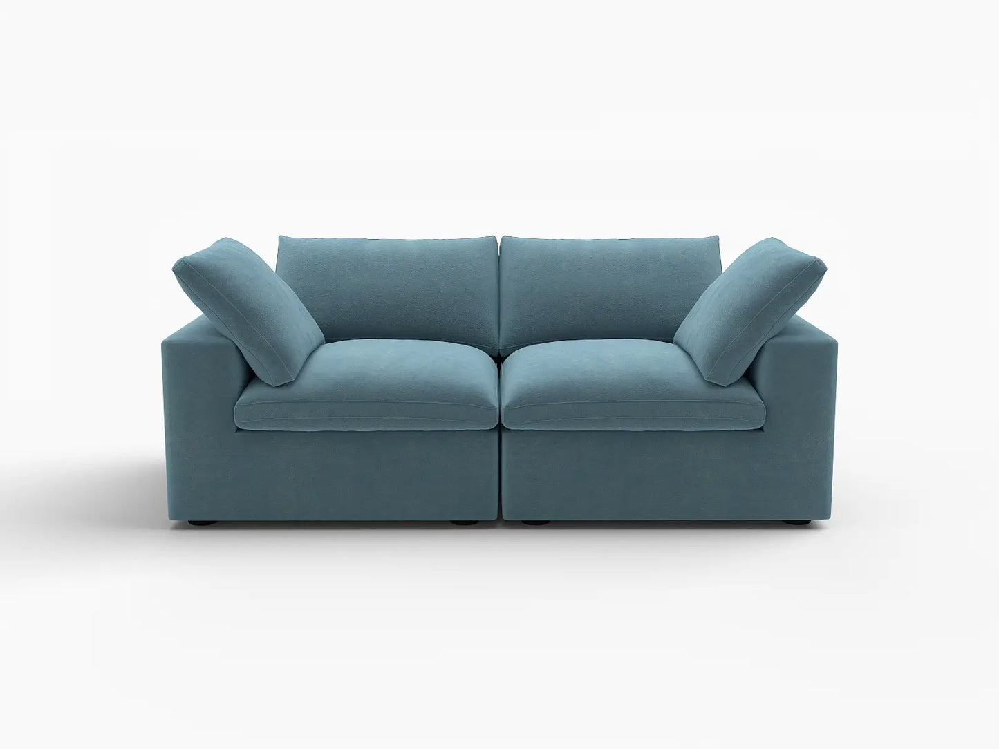 Deluxe Cloud 2-Seater Light Blue Loveseat | 2-Piece, Velvet Fabric, Small Space Seating, Washable Cushion Covers