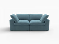 Deluxe Cloud 2-Seater Light Blue Loveseat | 2-Piece, Velvet Fabric, Small Space Seating, Washable Cushion Covers
