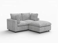 Sofá esquinero reclinable Deluxe Cloud de 2 plazas, gris claro | 3 piezas (incluye 1 otomana), tejido de chenilla de lino, fundas de cojín lavables