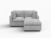 Sofá esquinero reclinable Deluxe Cloud de 2 plazas, gris claro | 3 piezas (incluye 1 otomana), tejido de chenilla de lino, fundas de cojín lavables