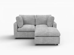 Fundas de sofá seccional Lounge Cloud | Funda de sofá de chenilla de lino mixto gris claro para 2 plazas con 1 otomana