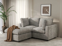 Sofá esquinero reclinable Deluxe Cloud de 2 plazas, gris claro | 3 piezas (incluye 1 otomana), tejido de chenilla de lino, fundas de cojín lavables