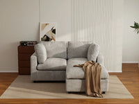 Sofá esquinero reclinable Deluxe Cloud de 2 plazas, gris claro | 3 piezas (incluye 1 otomana), tejido de chenilla de lino, fundas de cojín lavables