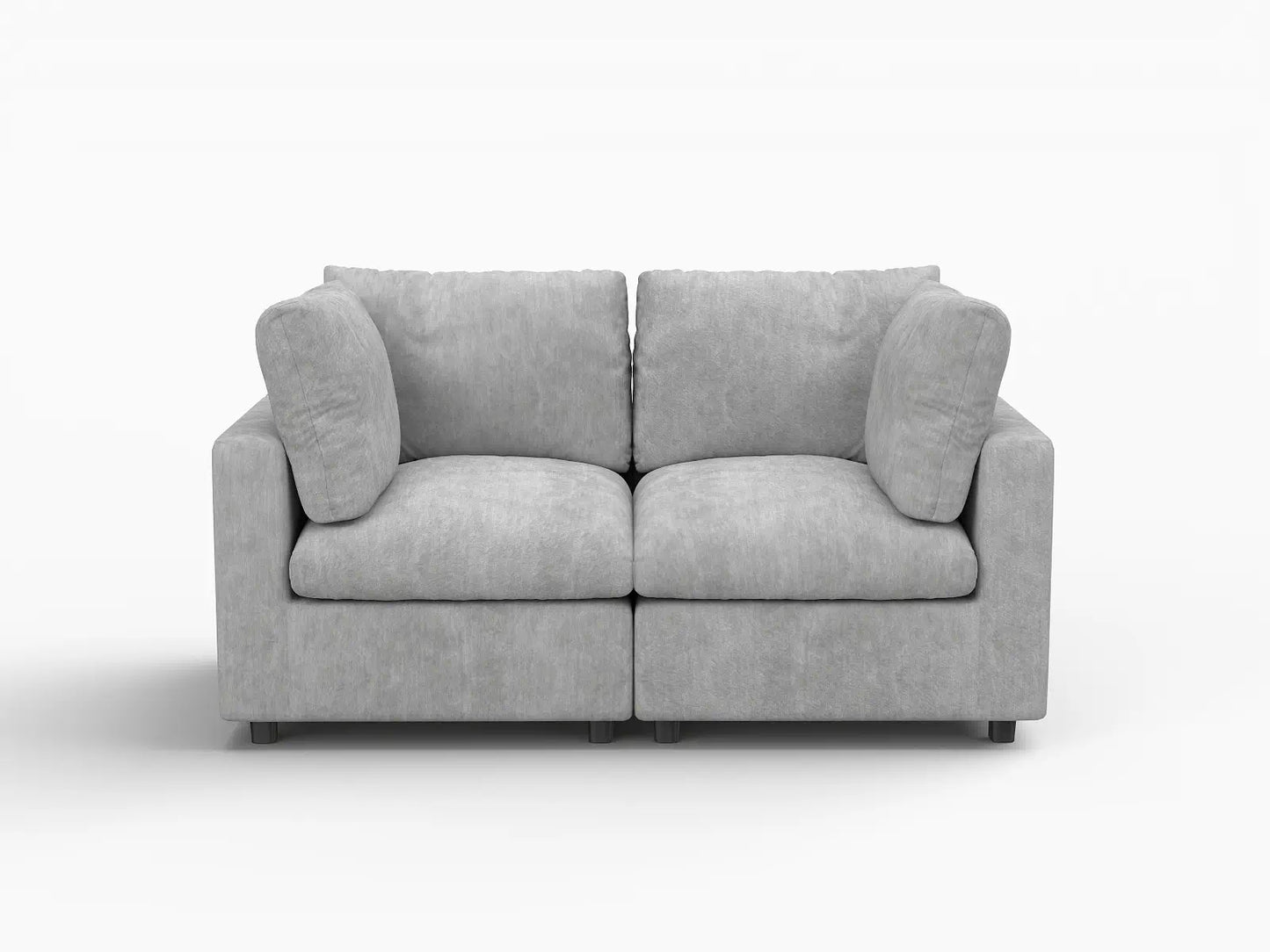 Fundas de sofá seccional Lounge Cloud | Funda de sofá biplaza de lino y chenilla gris claro