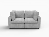 Fundas de sofá seccional Lounge Cloud | Funda de sofá biplaza de lino y chenilla gris claro