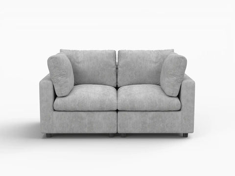 Lounge Cloud Sectional Sofa Covers | Light Grey Linen-Blend Chenille Sofa Cover for 2-Seater