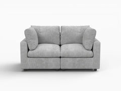 Fundas de sofá seccional Lounge Cloud | Funda de sofá biplaza de lino y chenilla gris claro