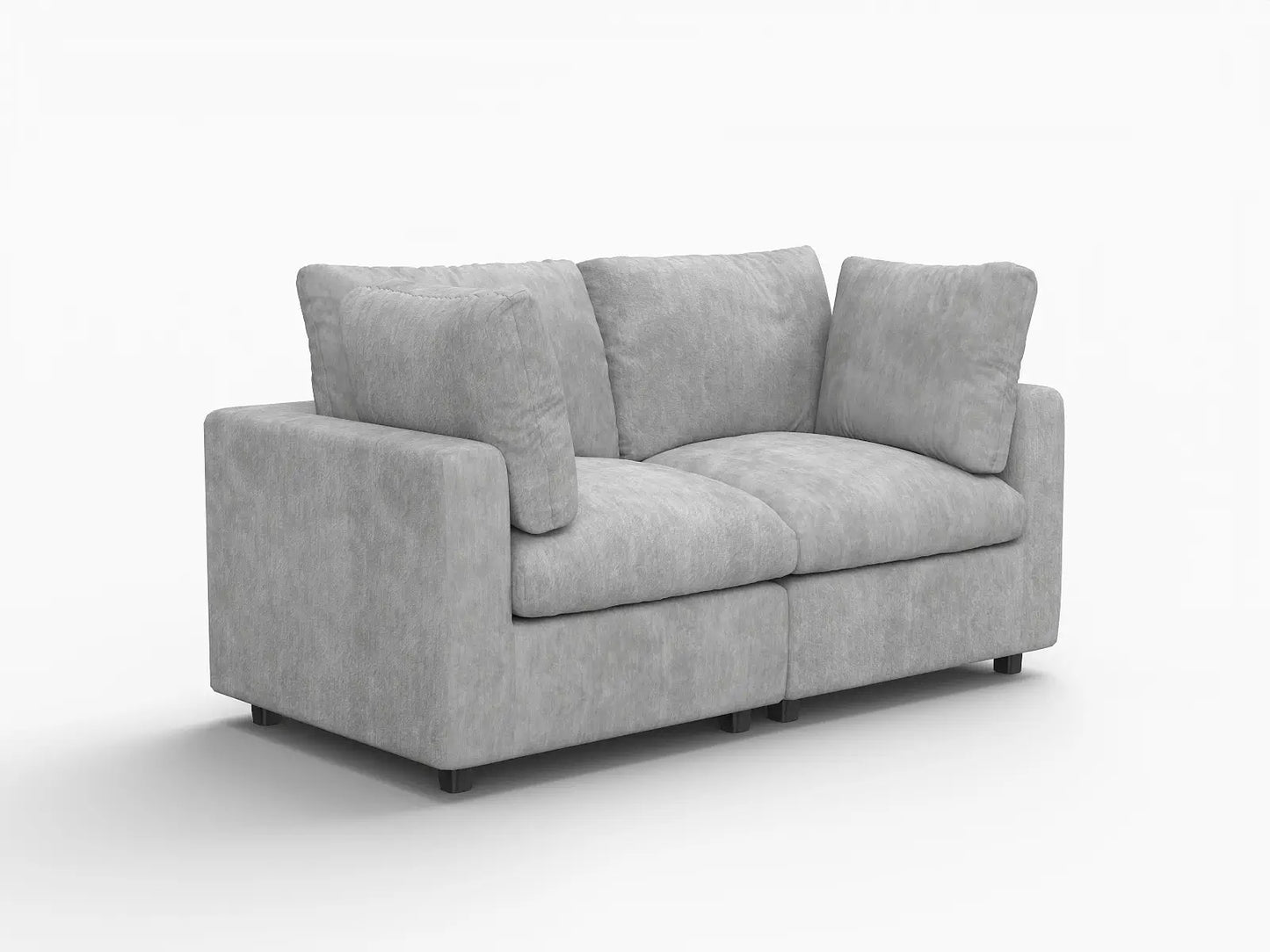 Fundas de sofá seccional Lounge Cloud | Funda de sofá biplaza de lino y chenilla gris claro