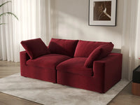 Deluxe Cloud 2-Seater Loveseat in Claret Velvet | 2-Piece, Small Space Seating, Easy To Clean, Modern Style