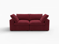 Deluxe Cloud 2-Seater Loveseat in Claret Velvet | 2-Piece, Small Space Seating, Easy To Clean, Modern Style