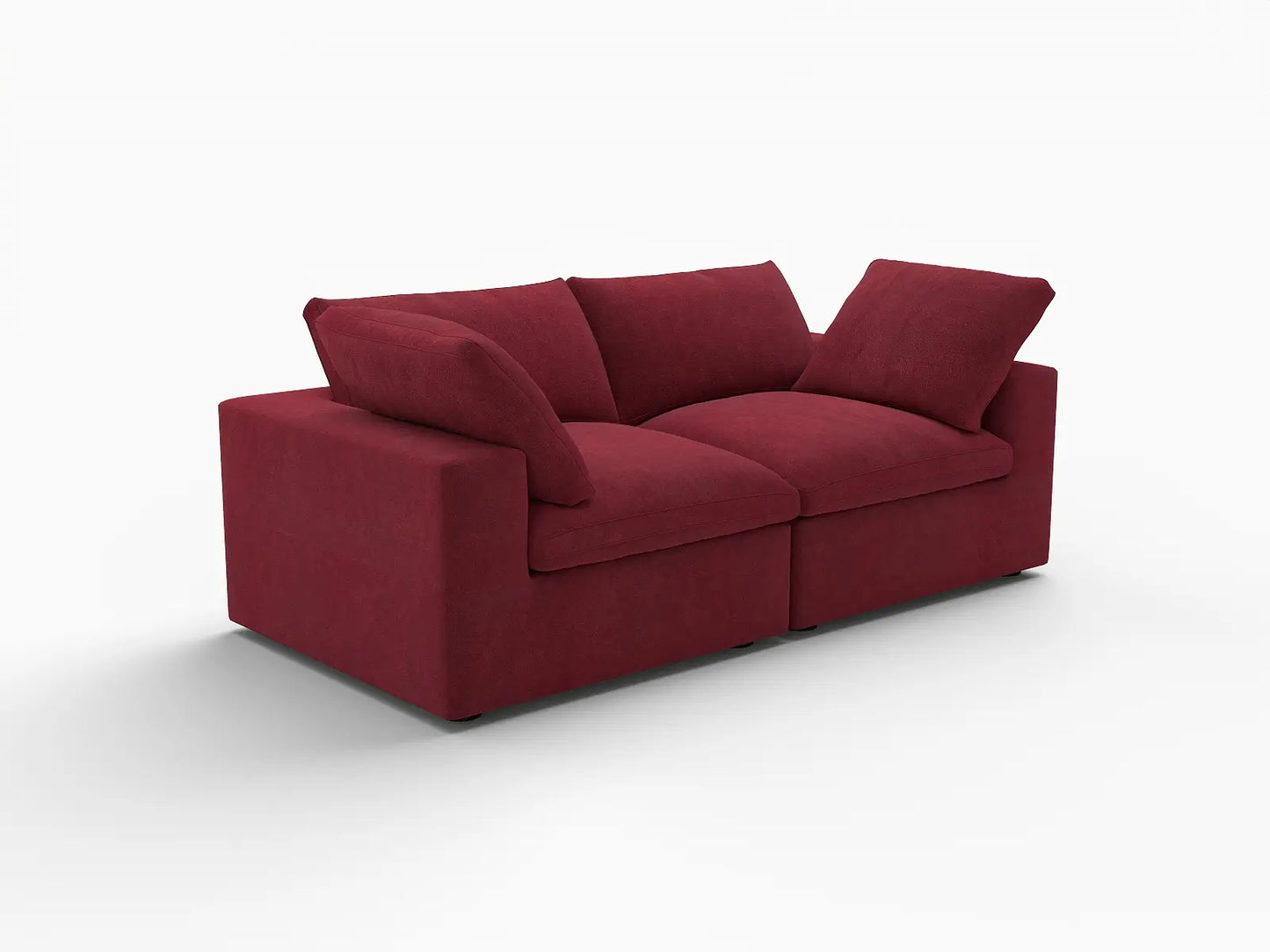 Deluxe Cloud 2-Seater Loveseat in Claret Velvet | 2-Piece, Small Space Seating, Easy To Clean, Modern Style