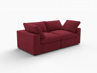Deluxe Cloud 2-Seater Loveseat in Claret Velvet | 2-Piece, Small Space Seating, Easy To Clean, Modern Style