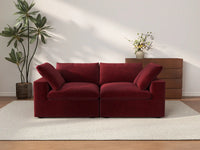 Deluxe Cloud 2-Seater Loveseat in Claret Velvet | 2-Piece, Small Space Seating, Easy To Clean, Modern Style