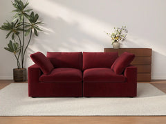 Deluxe Cloud 2-Seater Loveseat in Claret Velvet | 2-Piece, Small Space Seating, Easy To Clean, Modern Style