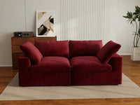 Deluxe Cloud 2-Seater Loveseat in Claret Velvet | 2-Piece, Small Space Seating, Easy To Clean, Modern Style