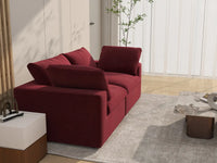 Deluxe Cloud 2-Seater Loveseat in Claret Velvet | 2-Piece, Small Space Seating, Easy To Clean, Modern Style