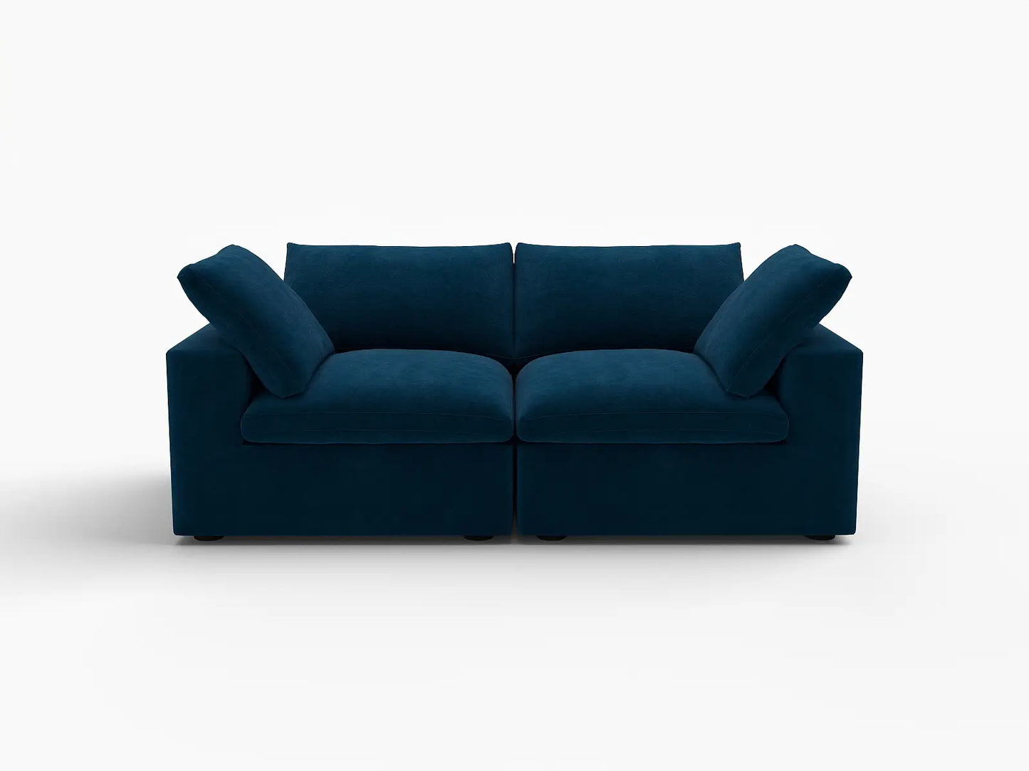 Deluxe Cloud 2-Seater Loveseat in Dark Blue Velvet | 2-Piece, Small Space Seating, Easy To Clean, Modular Design
