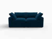 Deluxe Cloud 2-Seater Loveseat in Dark Blue Velvet | 2-Piece, Small Space Seating, Easy To Clean, Modular Design