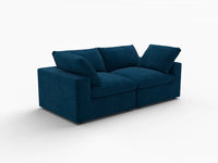 Deluxe Cloud 2-Seater Loveseat in Dark Blue Velvet | 2-Piece, Small Space Seating, Easy To Clean, Modular Design
