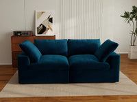 Deluxe Cloud 2-Seater Loveseat in Dark Blue Velvet | 2-Piece, Small Space Seating, Easy To Clean, Modular Design