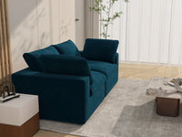 Deluxe Cloud 2-Seater Loveseat in Dark Blue Velvet | 2-Piece, Small Space Seating, Easy To Clean, Modular Design