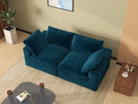Deluxe Cloud 2-Seater Loveseat in Dark Blue Velvet | 2-Piece, Small Space Seating, Easy To Clean, Modular Design