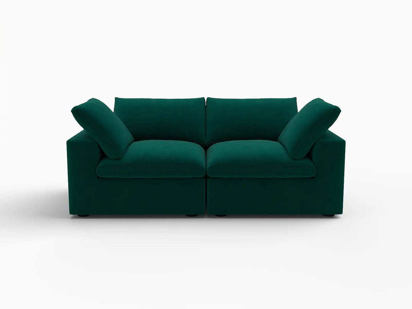 Deluxe Cloud 2-Seater Loveseat in Gem Green Velvet | 2-Piece, Small Space Seating, Easy To Clean, Stylish Design