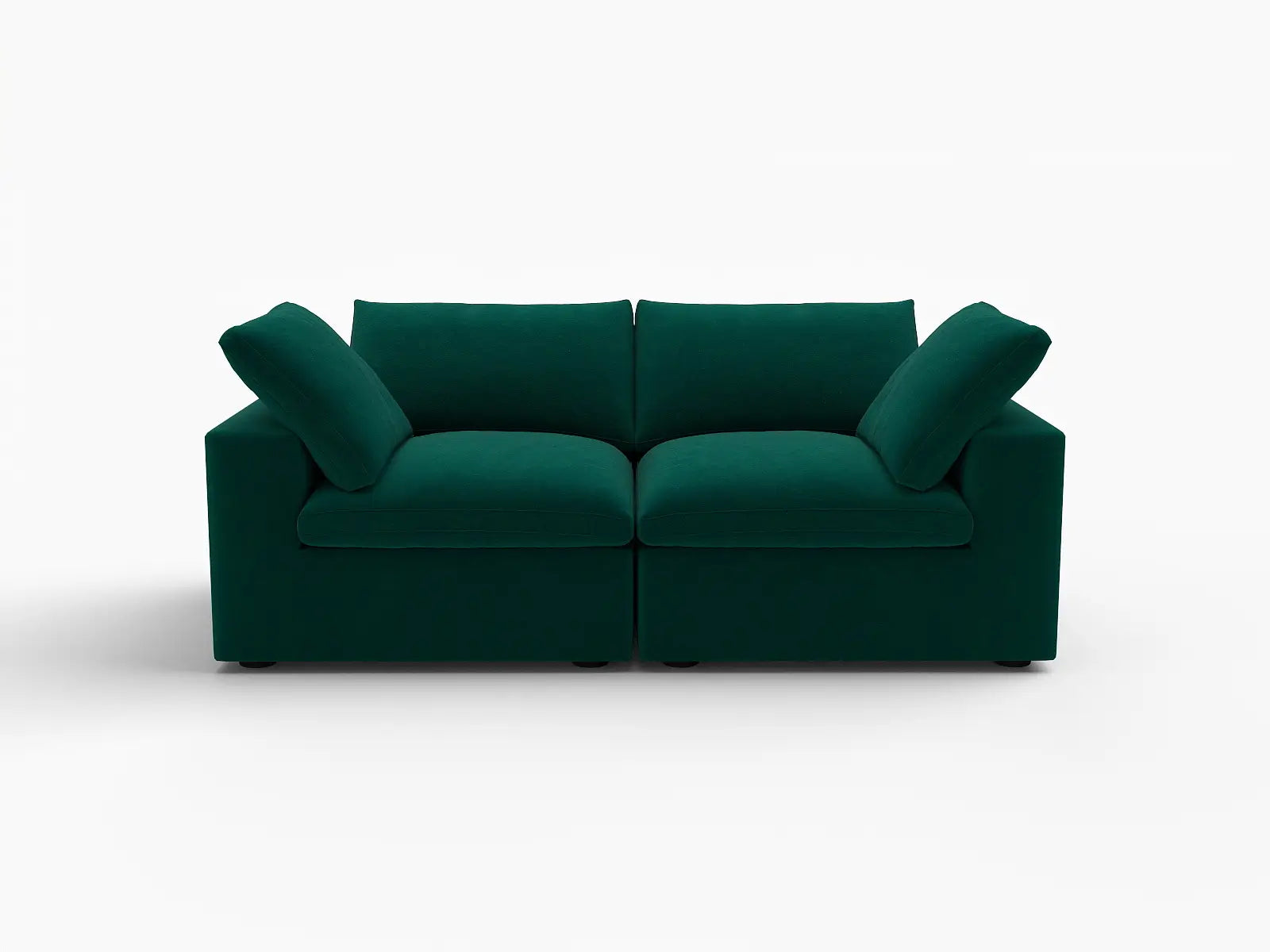 Deluxe Cloud 2-Seater Loveseat in Gem Green Velvet | 2-Piece, Small Space Seating, Easy To Clean, Stylish Design