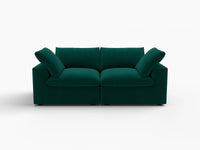 Deluxe Cloud 2-Seater Loveseat in Gem Green Velvet | 2-Piece, Small Space Seating, Easy To Clean, Stylish Design